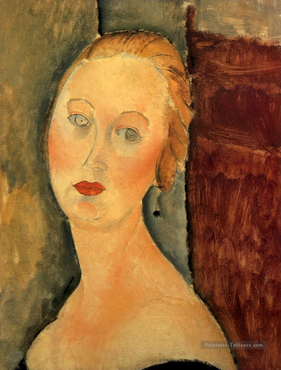 Survie germaine avec boucles d’oreilles 1918 Amedeo Modigliani Peintures à l'huile